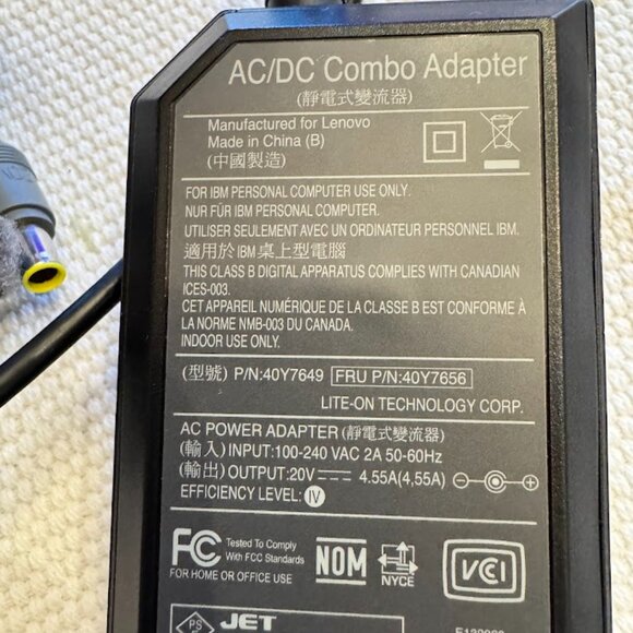 Genuine IBM ThinkPad 20V 4.55A AC adapter power supply  40Y7656 - Picture 5 of 5